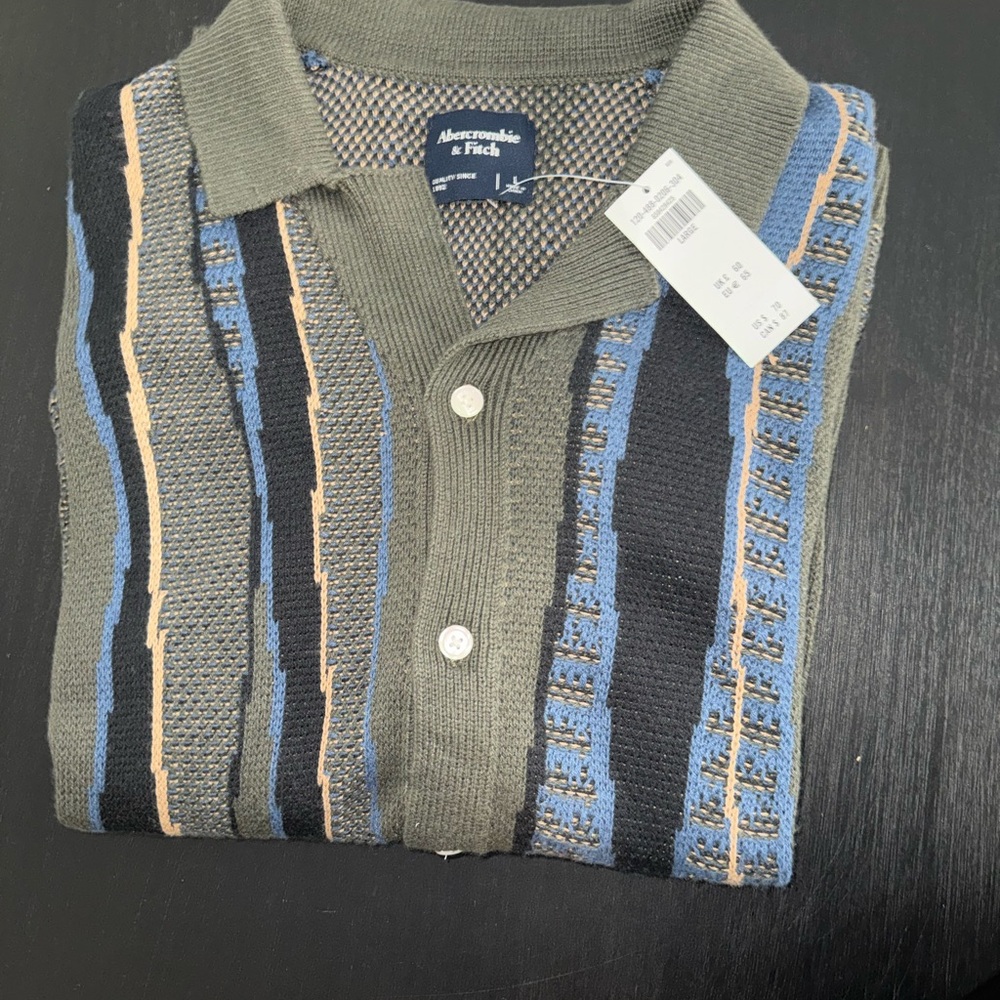 Blue and Gray Striped Button Down Shirt